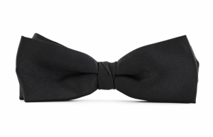 Black bow tie on white background.