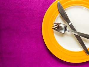 Empty Plate with fork and knife