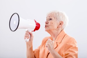 Grandma with megaphone
