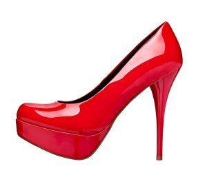 close up of a red high heels on white background with clipping path